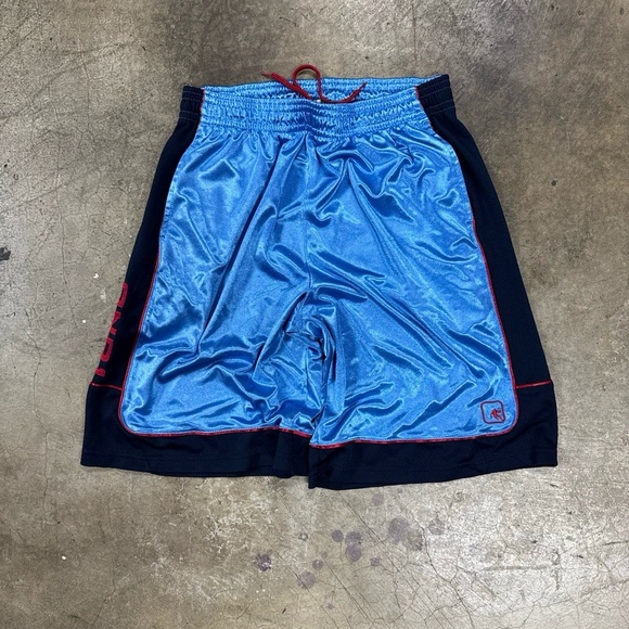 AND1 Shorts Mens XL Light Blue Black Red Old School Baggy Basketball Retro Athle - Picture 1 of 6